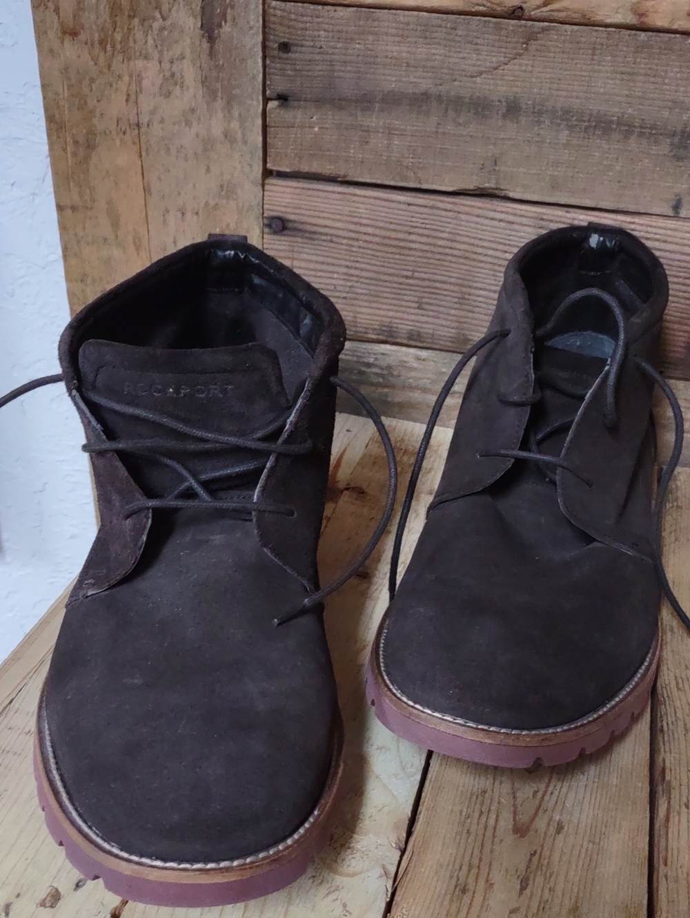 Rockport Men's Brown Suede Lace-Up Chukka Boots Size 12